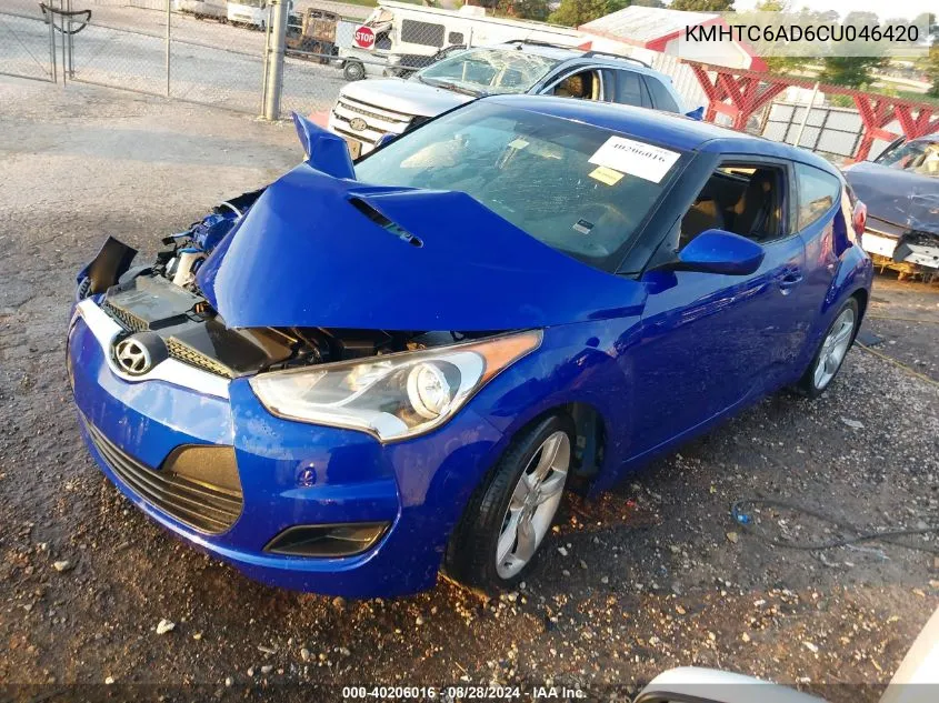 2012 Hyundai Veloster Base W/Black VIN: KMHTC6AD6CU046420 Lot: 40206016