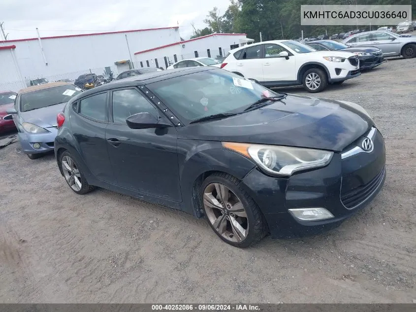 KMHTC6AD3CU036640 2012 Hyundai Veloster Base W/Red/Black