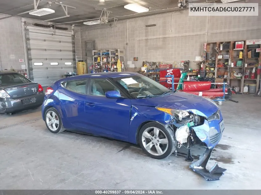 2012 Hyundai Veloster Base W/Gray VIN: KMHTC6AD6CU027771 Lot: 40259837