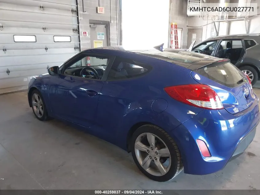 2012 Hyundai Veloster Base W/Gray VIN: KMHTC6AD6CU027771 Lot: 40259837