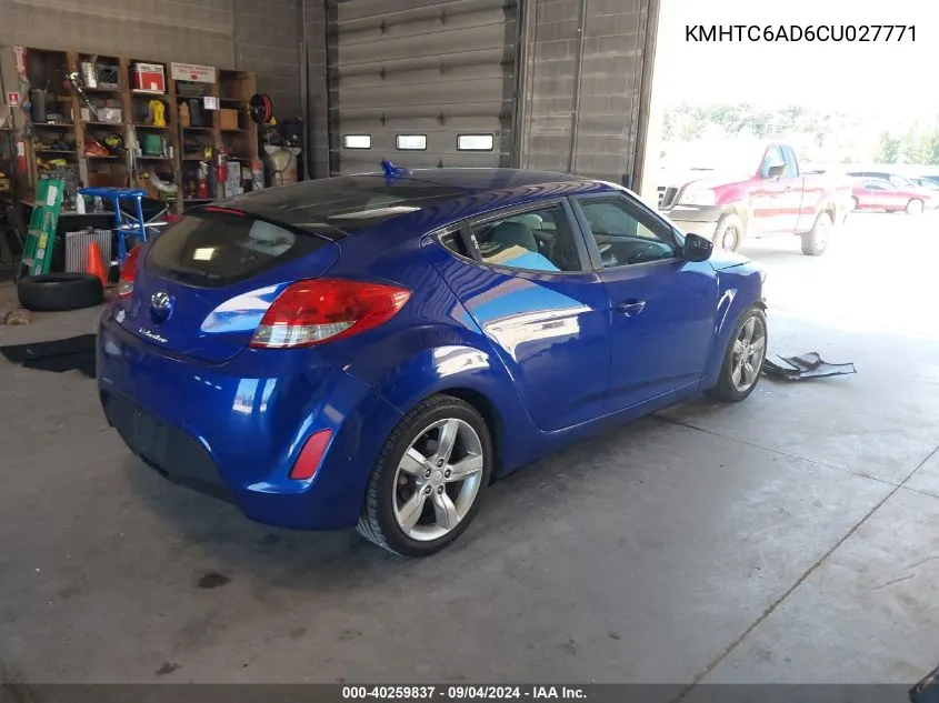 2012 Hyundai Veloster Base W/Gray VIN: KMHTC6AD6CU027771 Lot: 40259837