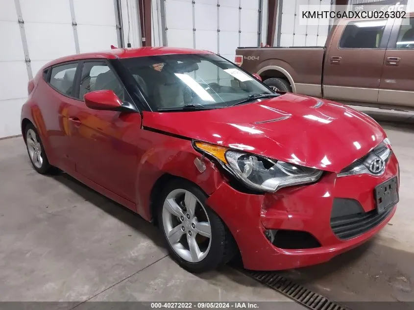 2012 Hyundai Veloster Base W/Gray VIN: KMHTC6ADXCU026302 Lot: 40272022