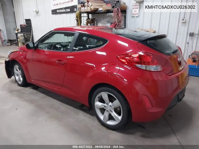 2012 Hyundai Veloster Base W/Gray VIN: KMHTC6ADXCU026302 Lot: 40272022