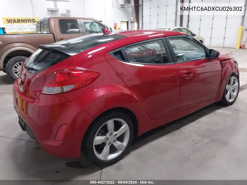 2012 Hyundai Veloster Base W/Gray VIN: KMHTC6ADXCU026302 Lot: 40272022