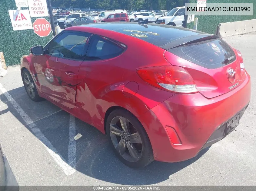 2012 Hyundai Veloster Base W/Gray VIN: KMHTC6AD1CU083990 Lot: 40286734