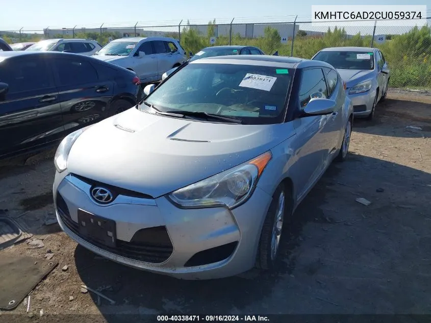 2012 Hyundai Veloster VIN: KMHTC6AD2CU059374 Lot: 40338471