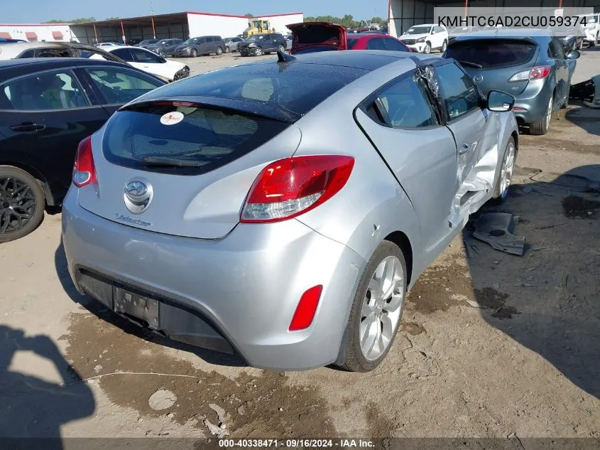 2012 Hyundai Veloster VIN: KMHTC6AD2CU059374 Lot: 40338471