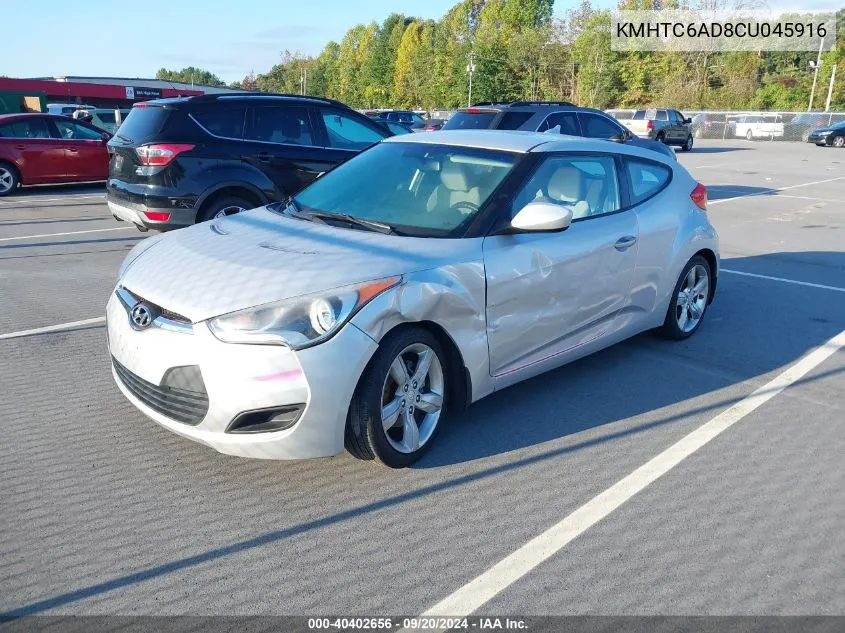 2012 Hyundai Veloster Base W/Gray VIN: KMHTC6AD8CU045916 Lot: 40402656