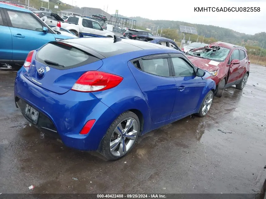 2012 Hyundai Veloster Base W/Gray VIN: KMHTC6AD6CU082558 Lot: 40422488