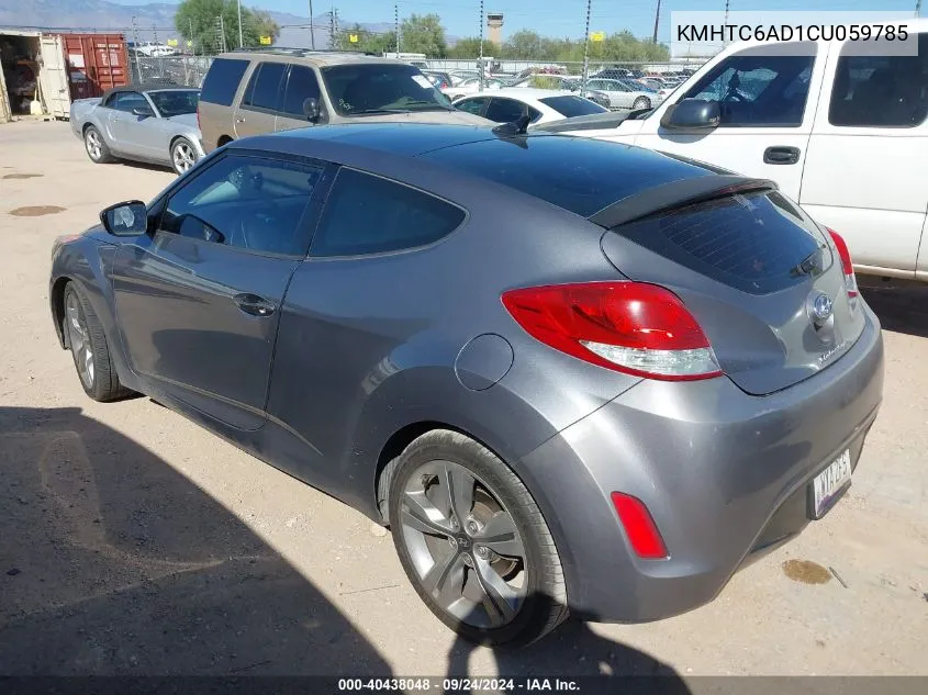 2012 Hyundai Veloster Base W/Black VIN: KMHTC6AD1CU059785 Lot: 40438048