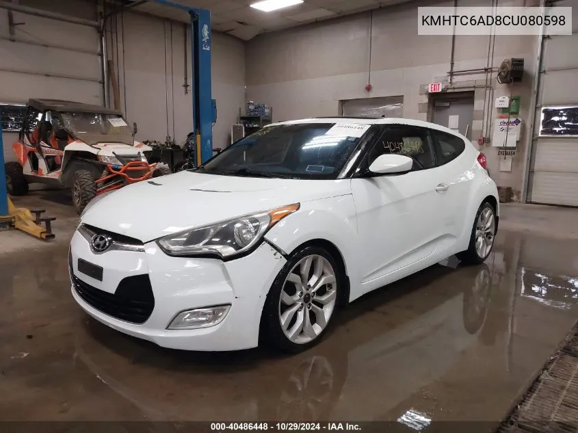 2012 Hyundai Veloster Base W/Red/Black VIN: KMHTC6AD8CU080598 Lot: 40486448