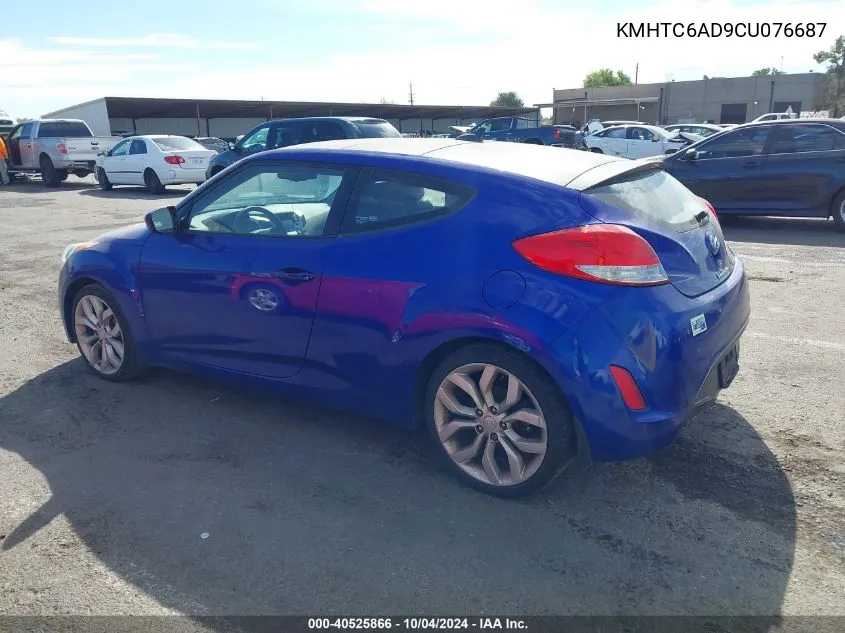 2012 Hyundai Veloster Base W/Black VIN: KMHTC6AD9CU076687 Lot: 40525866