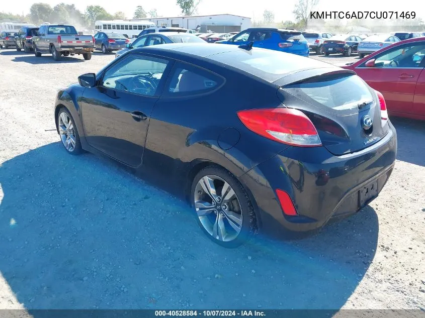 2012 Hyundai Veloster Base W/Red/Black VIN: KMHTC6AD7CU071469 Lot: 40528584