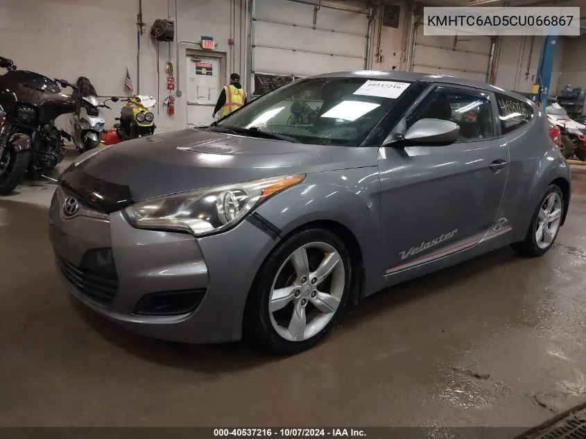 2012 Hyundai Veloster Base W/Black VIN: KMHTC6AD5CU066867 Lot: 40537216