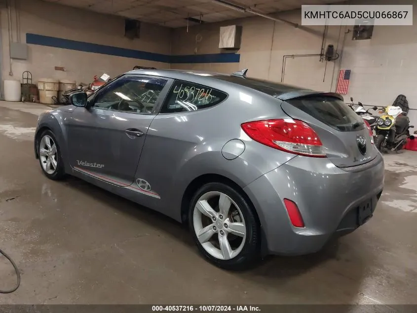 2012 Hyundai Veloster Base W/Black VIN: KMHTC6AD5CU066867 Lot: 40537216