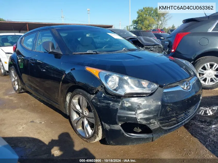 2012 Hyundai Veloster Base W/Gray VIN: KMHTC6AD4CU063362 Lot: 40603900