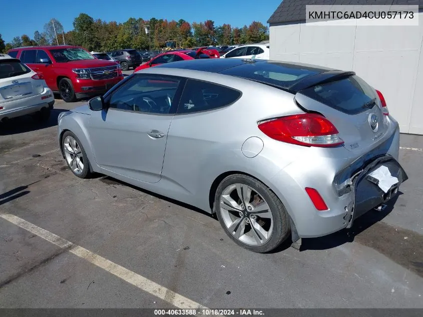 2012 Hyundai Veloster Base W/Gray VIN: KMHTC6AD4CU057173 Lot: 40633588