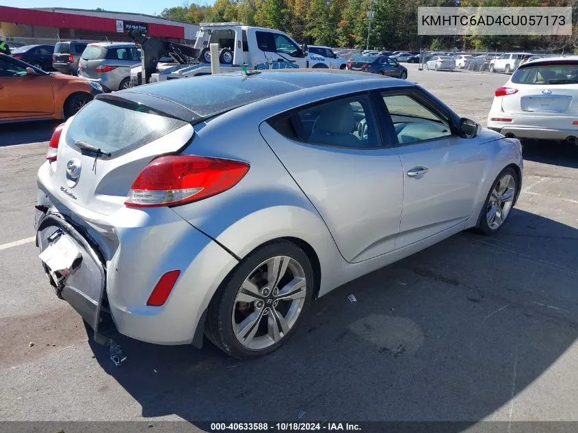 2012 Hyundai Veloster Base W/Gray VIN: KMHTC6AD4CU057173 Lot: 40633588