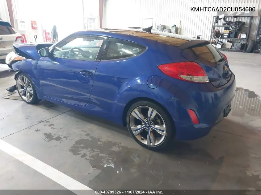 2012 Hyundai Veloster Base W/Gray VIN: KMHTC6AD2CU054000 Lot: 40799326