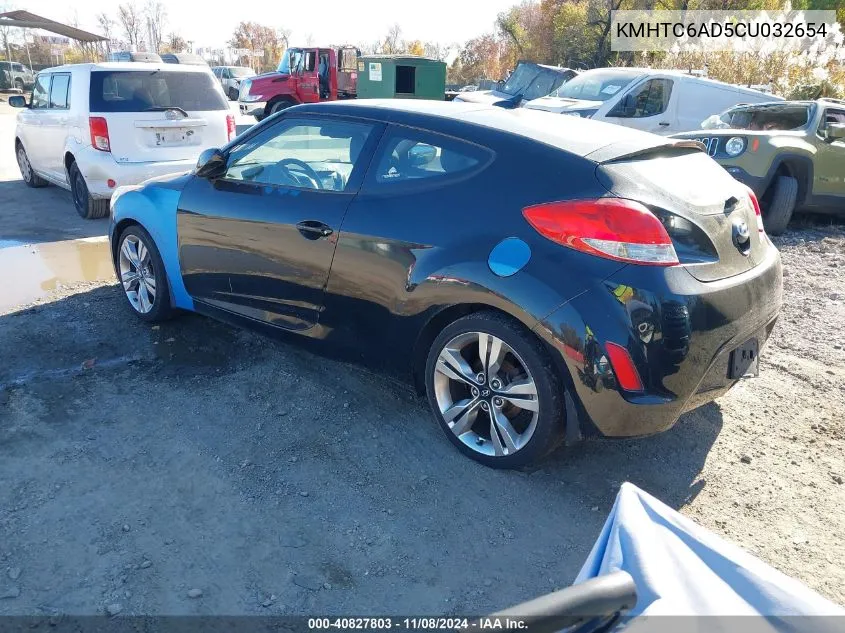 2012 Hyundai Veloster Base W/Black VIN: KMHTC6AD5CU032654 Lot: 40827803