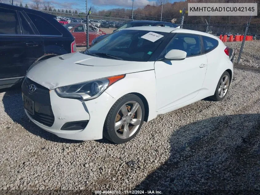 2012 Hyundai Veloster Base W/Gray VIN: KMHTC6AD1CU042145 Lot: 40840703