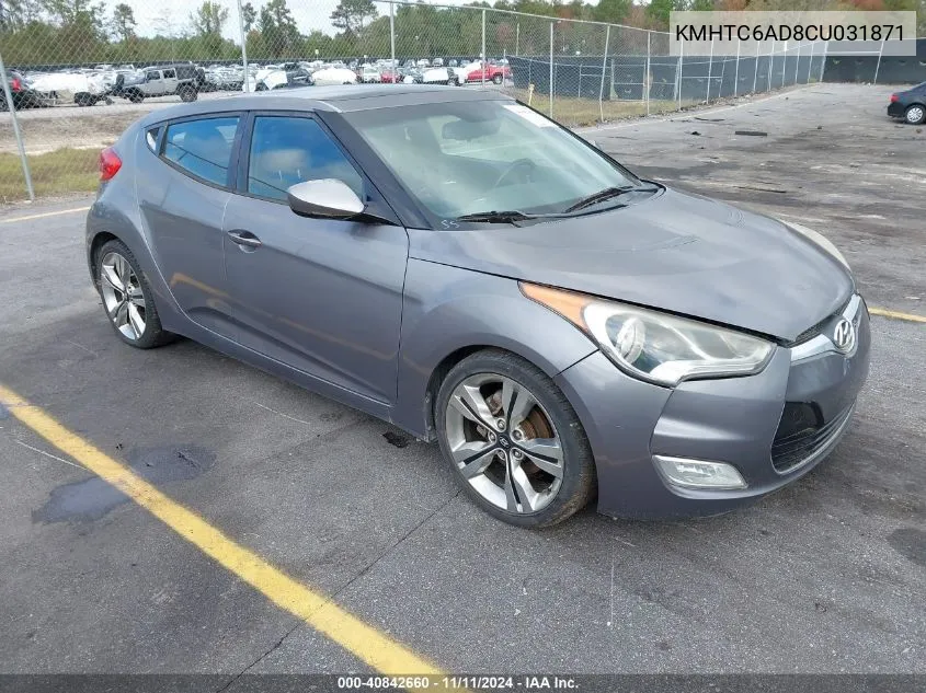 2012 Hyundai Veloster Base W/Black VIN: KMHTC6AD8CU031871 Lot: 40842660