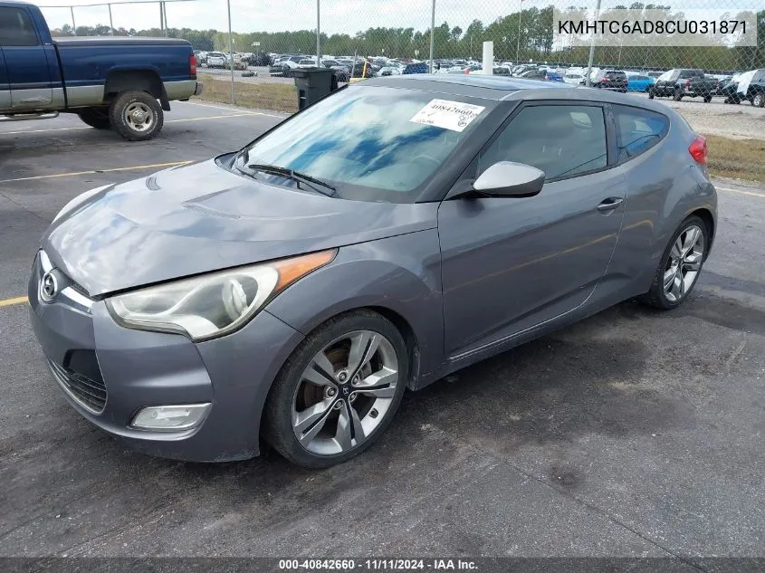 2012 Hyundai Veloster Base W/Black VIN: KMHTC6AD8CU031871 Lot: 40842660