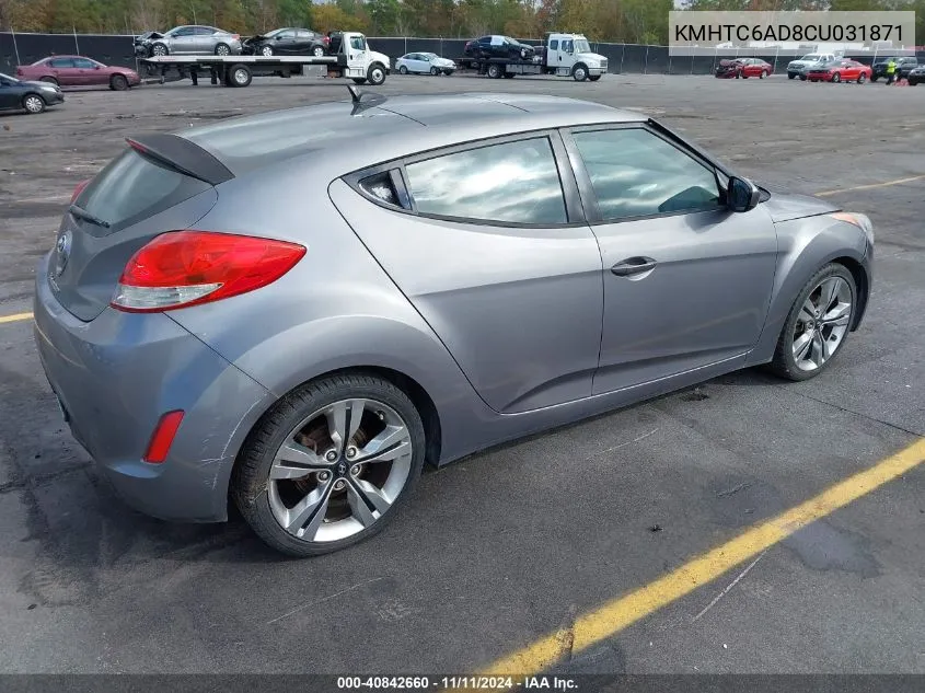 2012 Hyundai Veloster Base W/Black VIN: KMHTC6AD8CU031871 Lot: 40842660