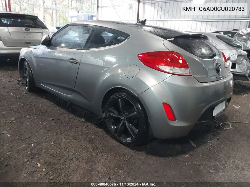 2012 Hyundai Veloster Base W/Gray VIN: KMHTC6AD0CU020783 Lot: 40846576