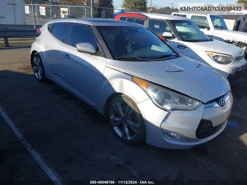 2012 Hyundai Veloster Base W/Gray VIN: KMHTC6AD7CU058432 Lot: 40846766