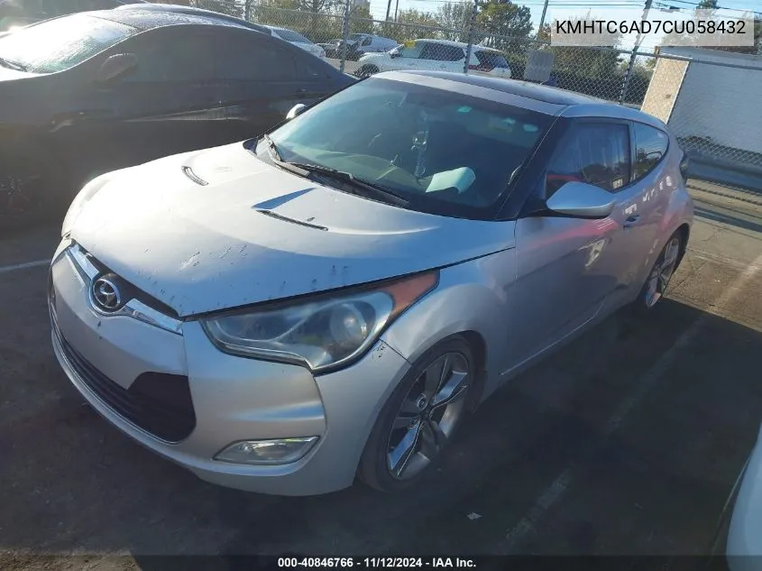 2012 Hyundai Veloster Base W/Gray VIN: KMHTC6AD7CU058432 Lot: 40846766