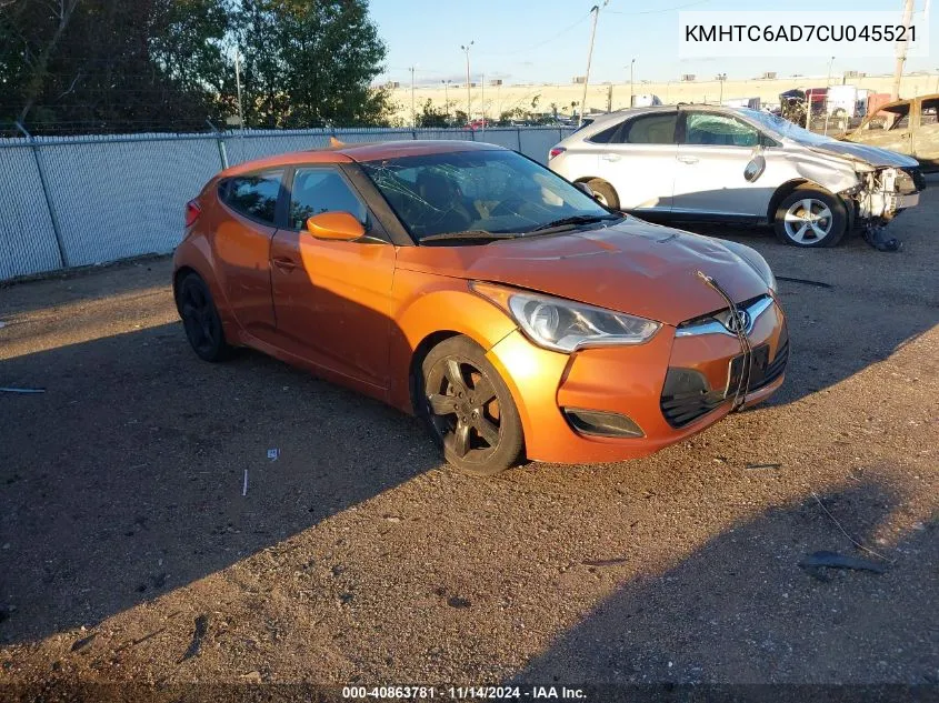 2012 Hyundai Veloster Base W/Black VIN: KMHTC6AD7CU045521 Lot: 40863781