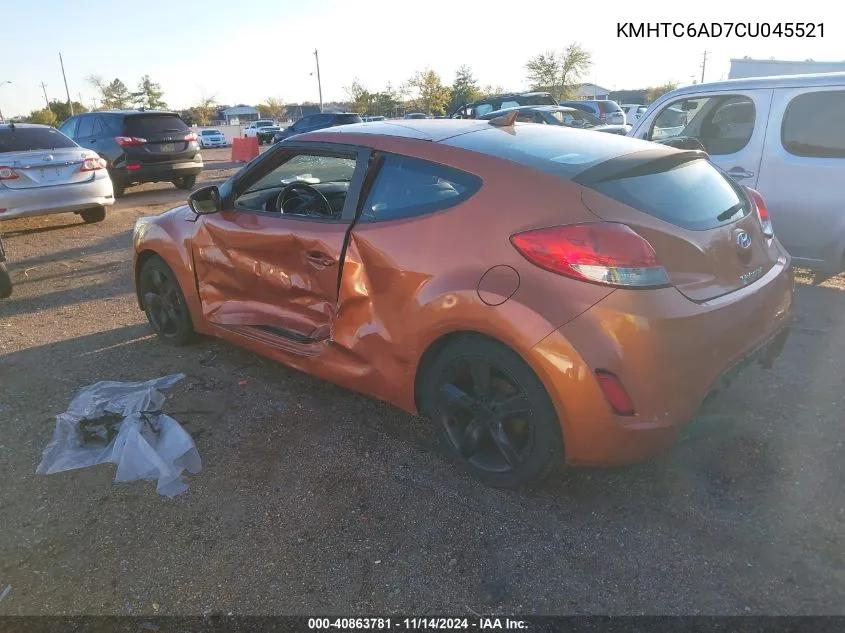 2012 Hyundai Veloster Base W/Black VIN: KMHTC6AD7CU045521 Lot: 40863781