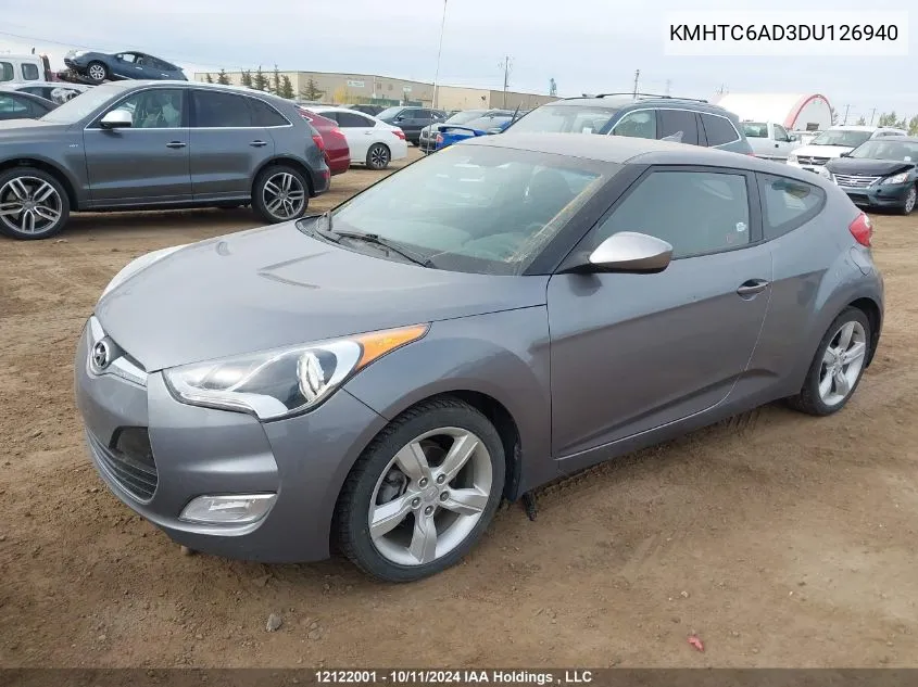 2013 Hyundai Veloster VIN: KMHTC6AD3DU126940 Lot: 12122001