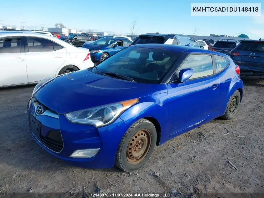 2013 Hyundai Veloster VIN: KMHTC6AD1DU148418 Lot: 12149970