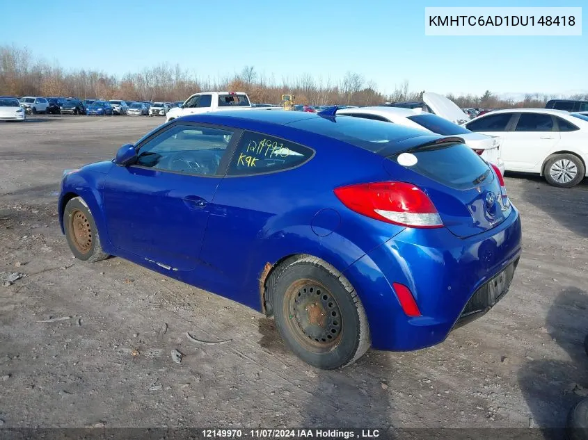 2013 Hyundai Veloster VIN: KMHTC6AD1DU148418 Lot: 12149970