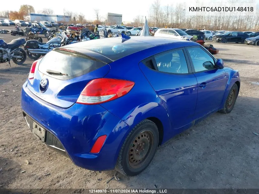 2013 Hyundai Veloster VIN: KMHTC6AD1DU148418 Lot: 12149970