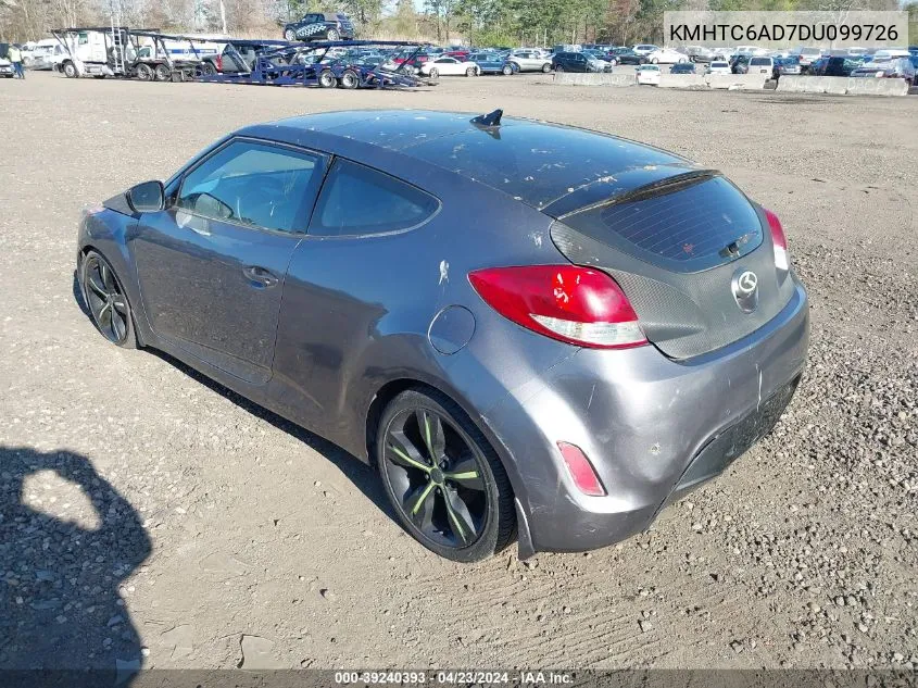 2013 Hyundai Veloster Base W/Black VIN: KMHTC6AD7DU099726 Lot: 39240393