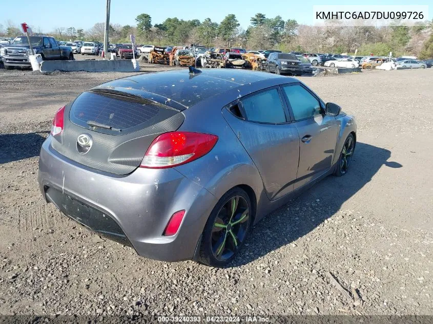 2013 Hyundai Veloster Base W/Black VIN: KMHTC6AD7DU099726 Lot: 39240393