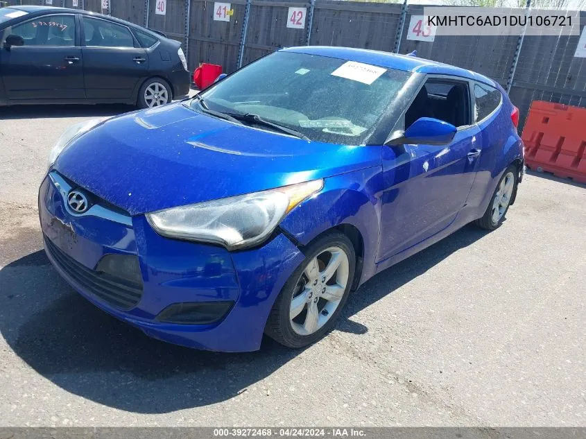 KMHTC6AD1DU106721 2013 Hyundai Veloster Base W/Black