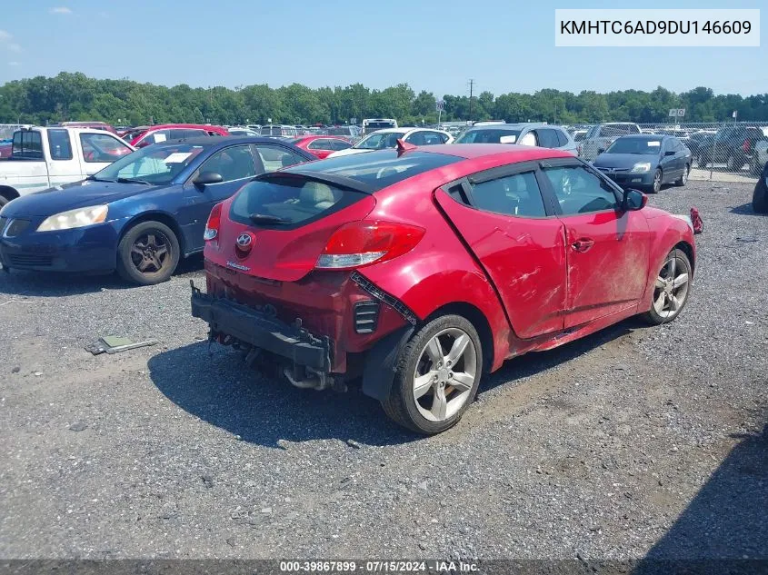 2013 Hyundai Veloster Base W/Gray VIN: KMHTC6AD9DU146609 Lot: 39867899