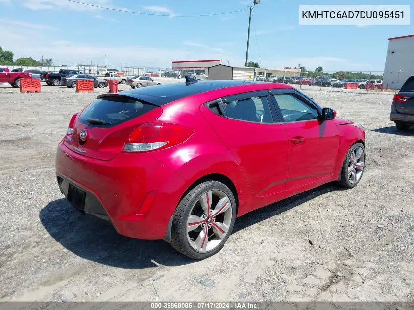 2013 Hyundai Veloster Base W/Black VIN: KMHTC6AD7DU095451 Lot: 39868085