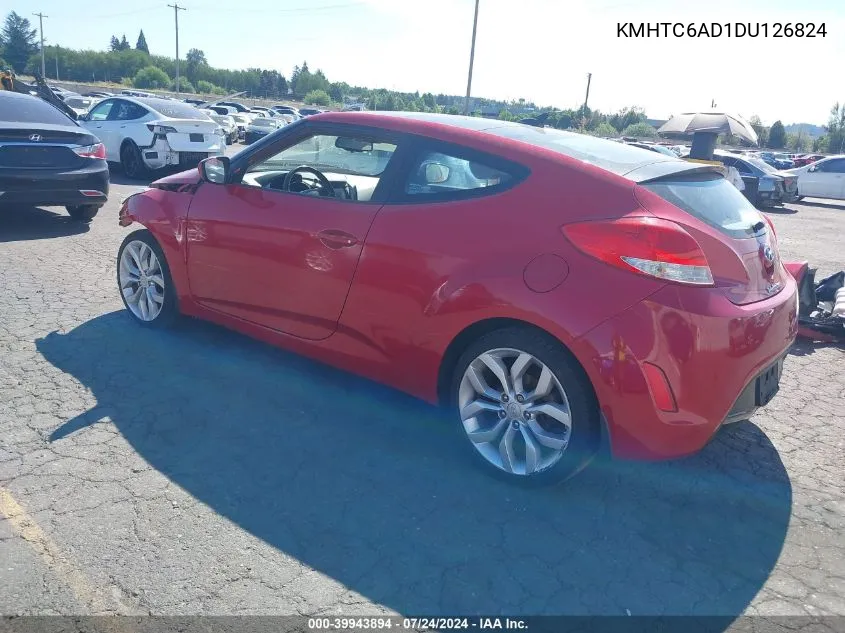 2013 Hyundai Veloster Base W/Gray VIN: KMHTC6AD1DU126824 Lot: 39943894