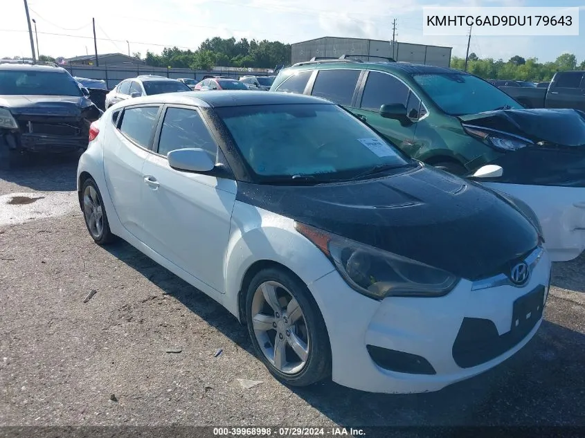 2013 Hyundai Veloster Base W/Gray VIN: KMHTC6AD9DU179643 Lot: 39968998