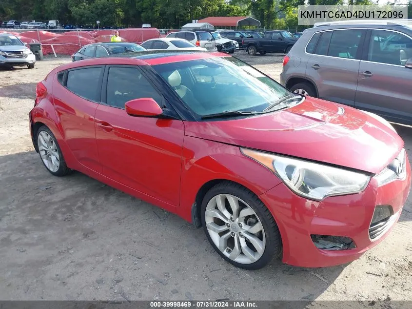 2013 Hyundai Veloster Base W/Gray VIN: KMHTC6AD4DU172096 Lot: 39998469