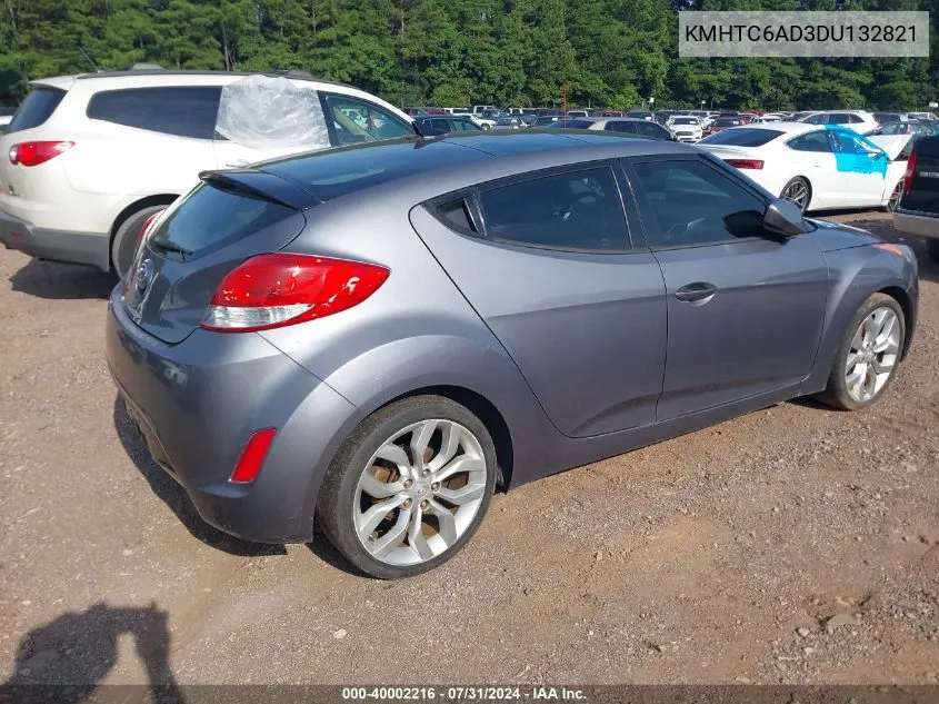 2013 Hyundai Veloster Base W/Black VIN: KMHTC6AD3DU132821 Lot: 40002216