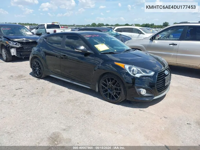 2013 Hyundai Veloster Turbo W/Black VIN: KMHTC6AE4DU177453 Lot: 40057865