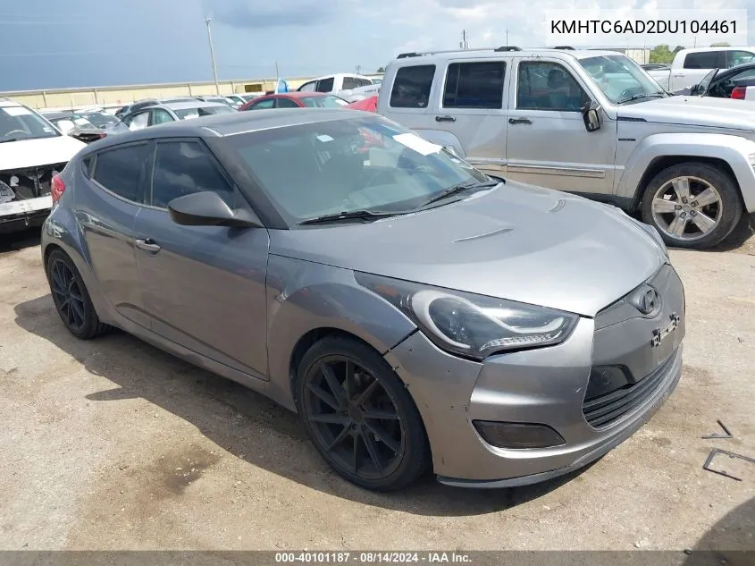 2013 Hyundai Veloster Base W/Black VIN: KMHTC6AD2DU104461 Lot: 40101187