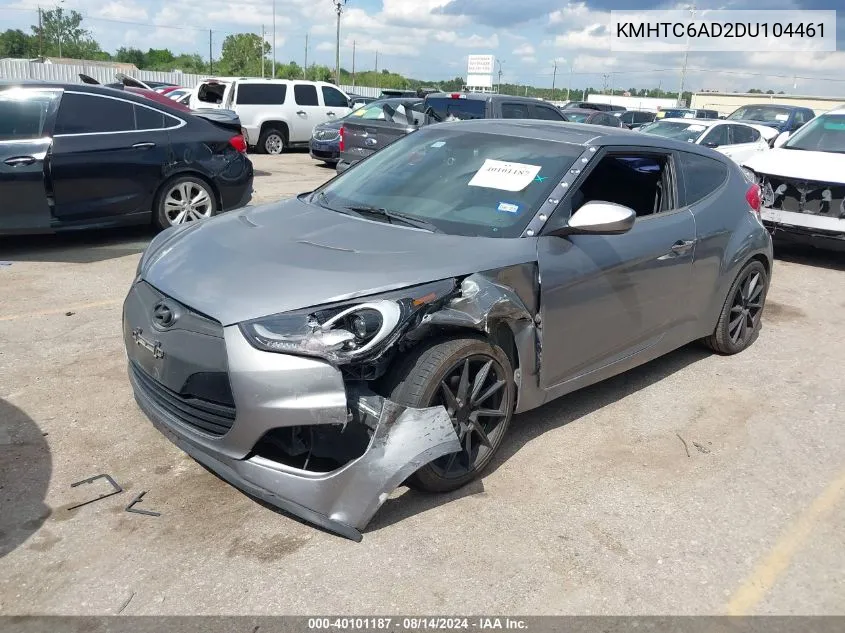 2013 Hyundai Veloster Base W/Black VIN: KMHTC6AD2DU104461 Lot: 40101187