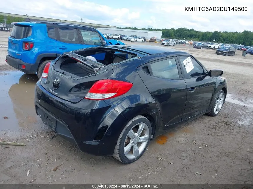 2013 Hyundai Veloster Base W/Gray VIN: KMHTC6AD2DU149500 Lot: 40138224